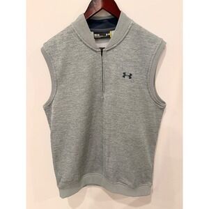 Under Armour Sleeveless 1/4 Zip Pullover Gray Men's Medium Loose Fit EUC